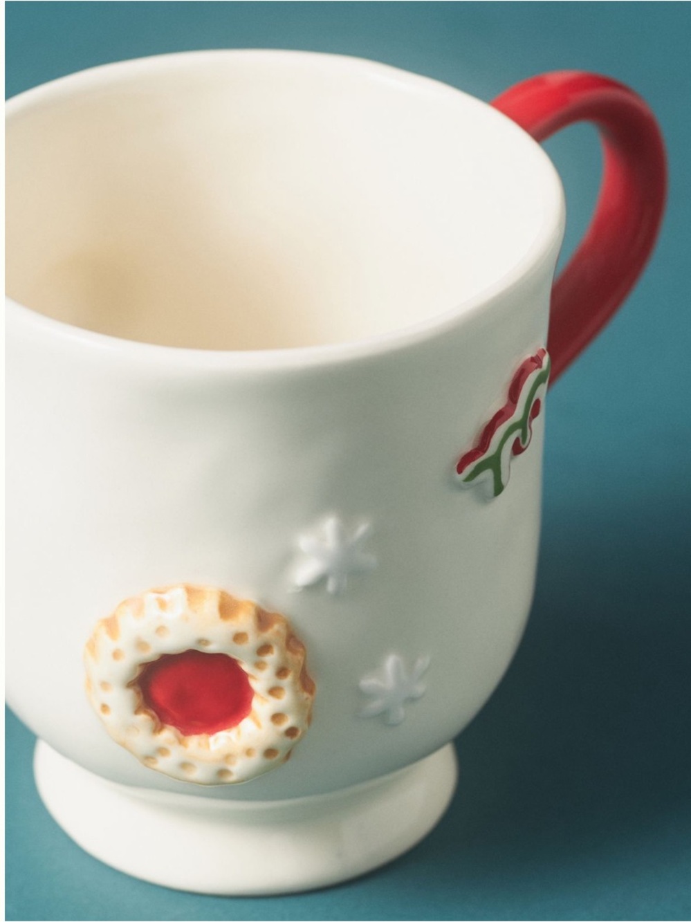 Anthropologie Holifaye Stoneware Mugs with Red,‎ Green and Lime Handles